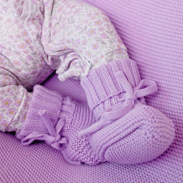Confetti Kidz Knitted Baby Booties Lilac