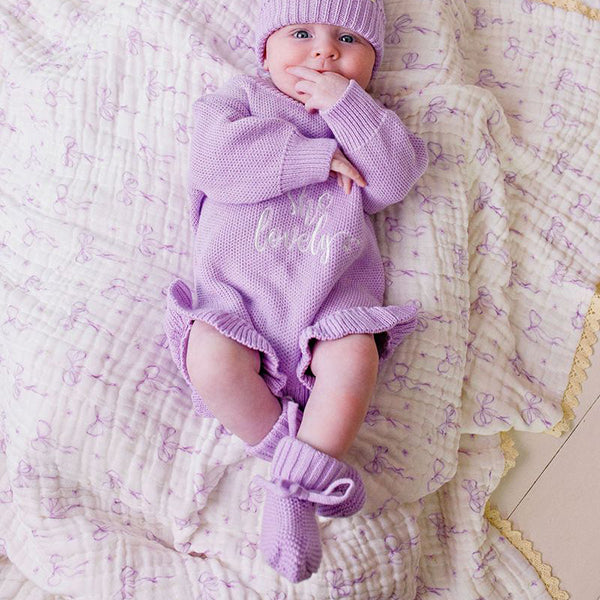 Confetti Kidz Knitted Baby Booties Lilac