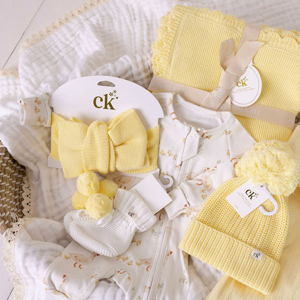 Confetti Kidz Knitted Booties Yellow Poms