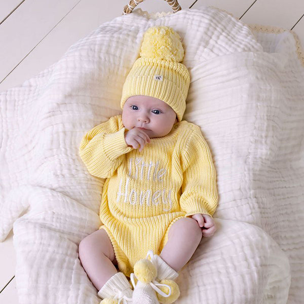 Confetti Kidz "Little Honey" Knit Romper Buttercream