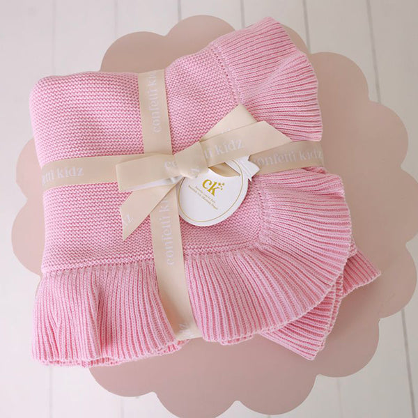 Confetti Kidz Frilly Knit Blanket Cotton Candy