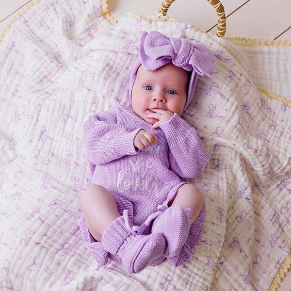 Confetti Kidz "Isn't She Lovely" Knit Romper Lilac
