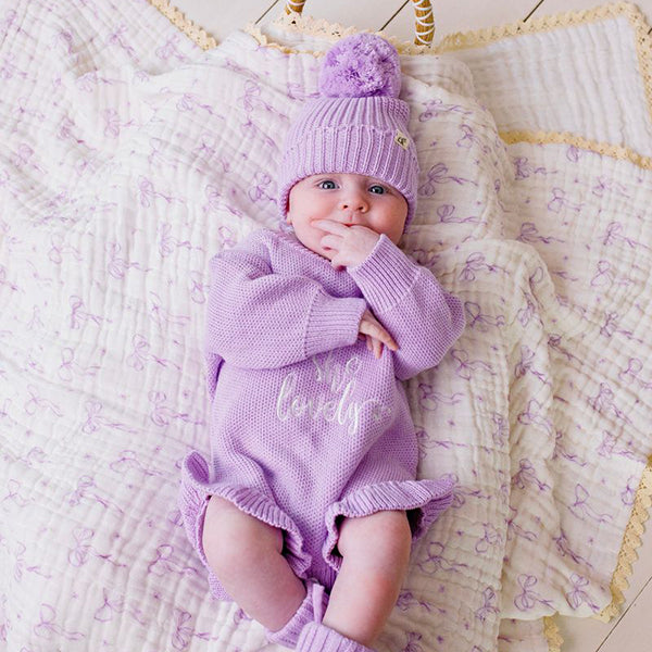 Confetti Kidz "Isn't She Lovely" Knit Romper Lilac