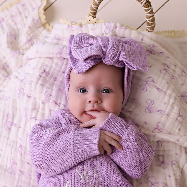 Confetti Kidz "Isn't She Lovely" Knit Romper Lilac