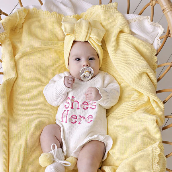 Confetti Kidz Heritage Knit Blanket Buttercream