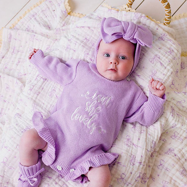 Confetti Kidz Oversized Knit Top Knot Lilac