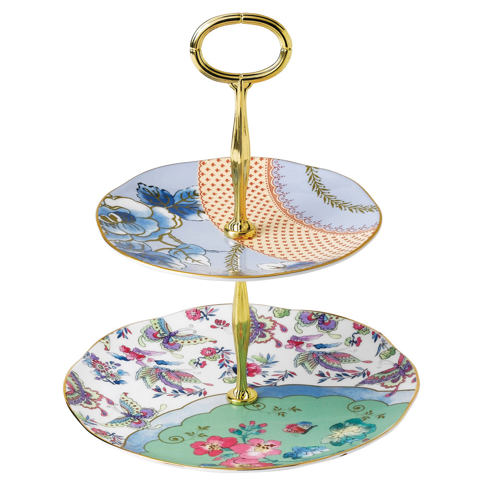 Wedgwood Butterfly Bloom 2 Tiered Cake Stand