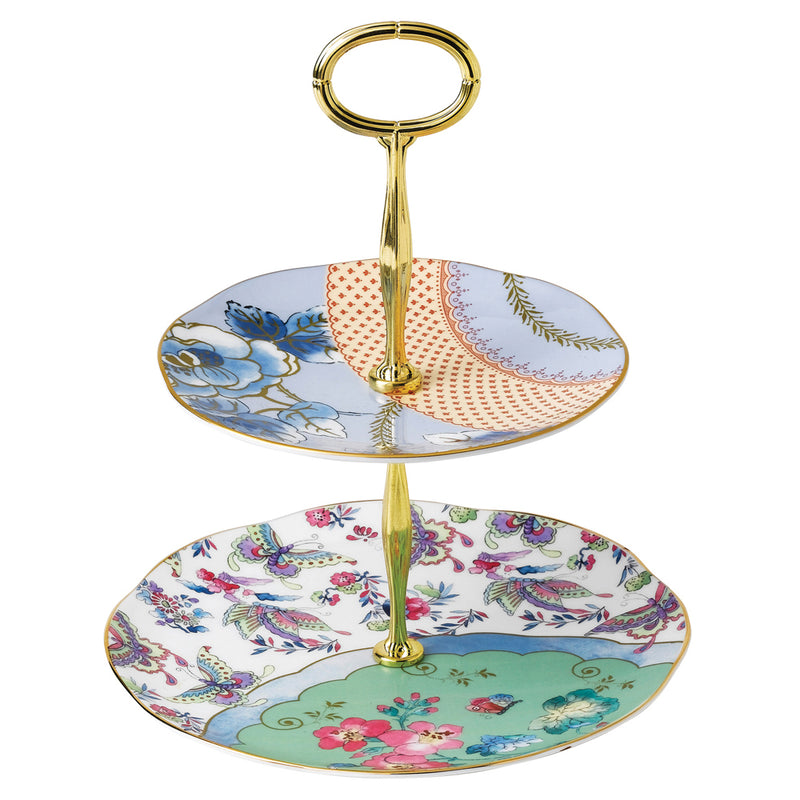 Wedgwood Butterfly Bloom 2 Tiered Cake Stand