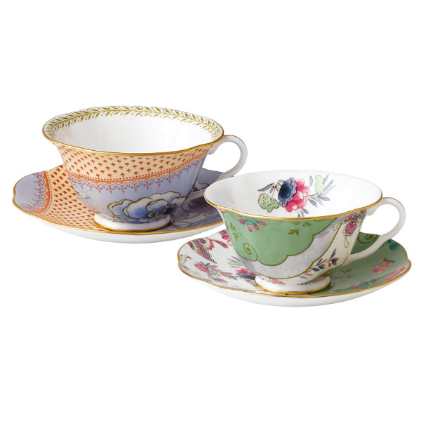 Wedgwood Butterfly Bloom 2 Teacups & Saucers Gift Set