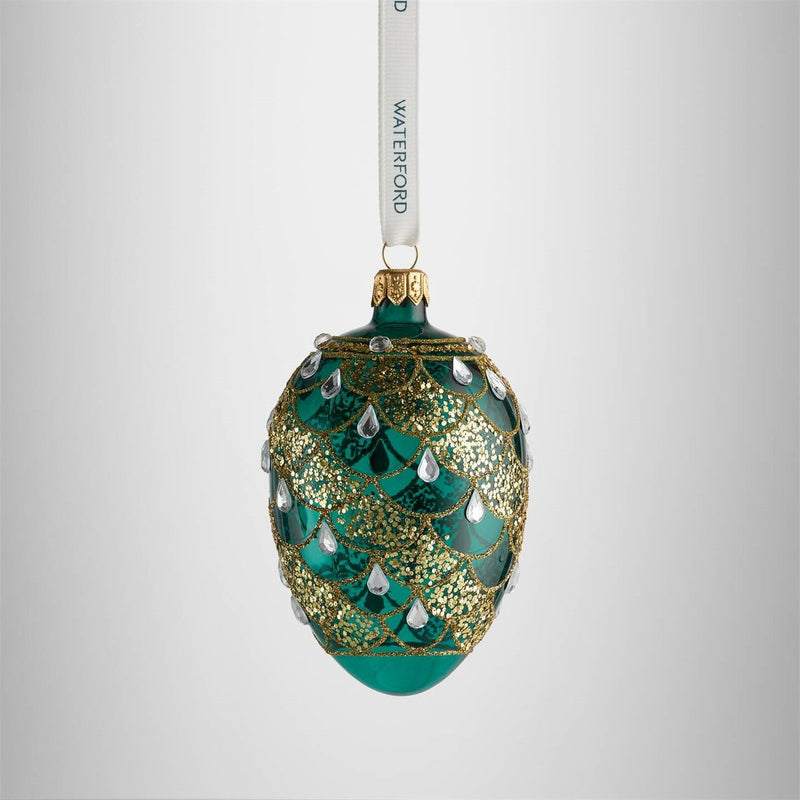 Waterford Holiday Heirlooms Green & Gold Oval Ornament