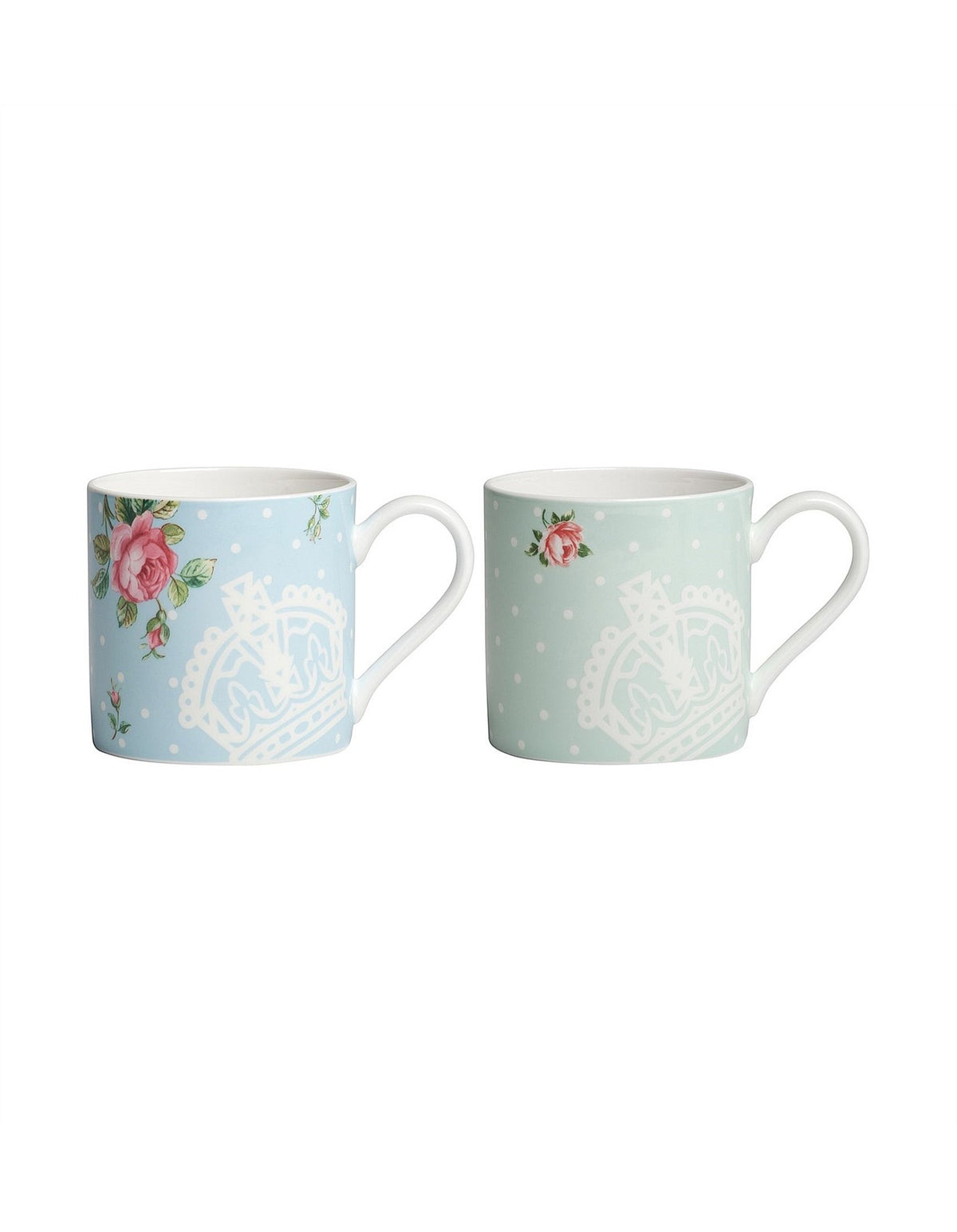 Royal Albert Tea Party Set of 2 Casual Mugs Polka Rose & Polka Blue