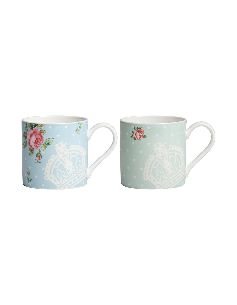 Royal Albert Tea Party Set of 2 Casual Mugs Polka Rose & Polka Blue