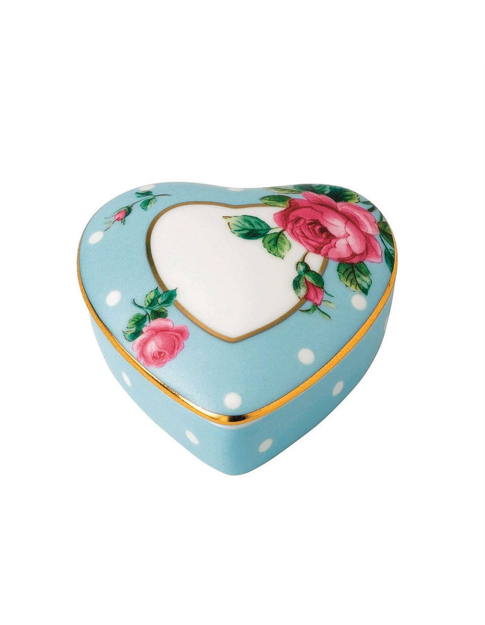 Royal Albert Polka Blue Heart Trinket Box
