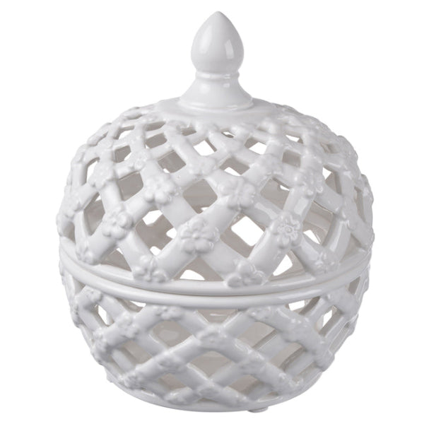 Dasch Design Lattice Decorative Lidded Jar Flower Motive