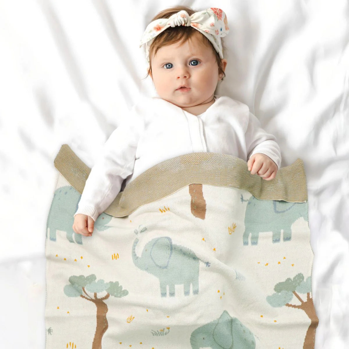 Dilusso Living Enni Elephants Baby Blanket