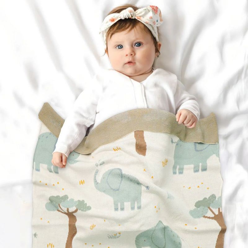 Dilusso Living Enni Elephants Baby Blanket