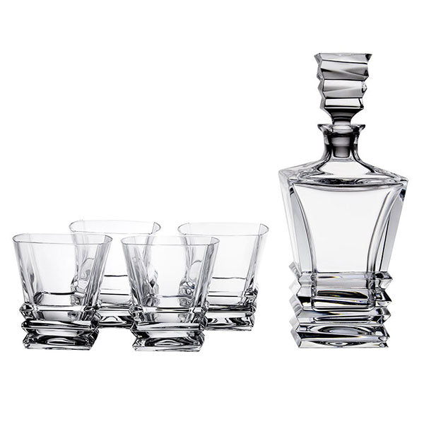 Royal Doulton Crystal Prism Decanter Set Decanter & 4 Tumblers