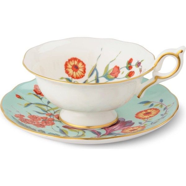 Wedgwood Harlequin Collection Turquoise Crocus Teacup & Saucer