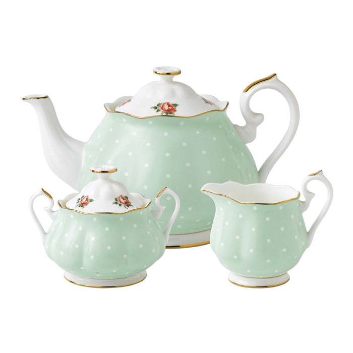 Royal Albert Polka Rose Teapot/ Sugar/ Creamer Set