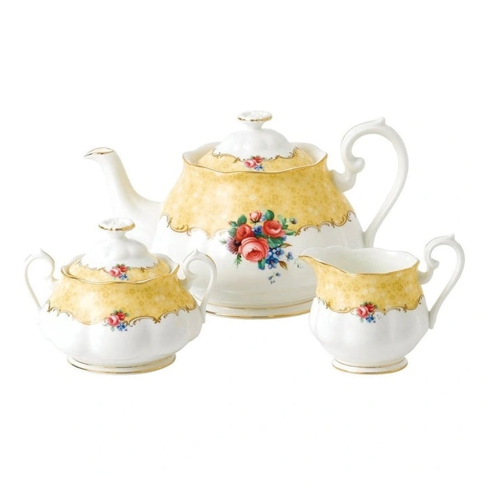 Royal Albert 100 Years 1990 Teapot Cream & Sugar Set