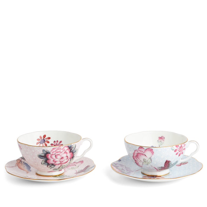 Wedgwood Cuckoo 2 Teacups & Saucers Gift Set