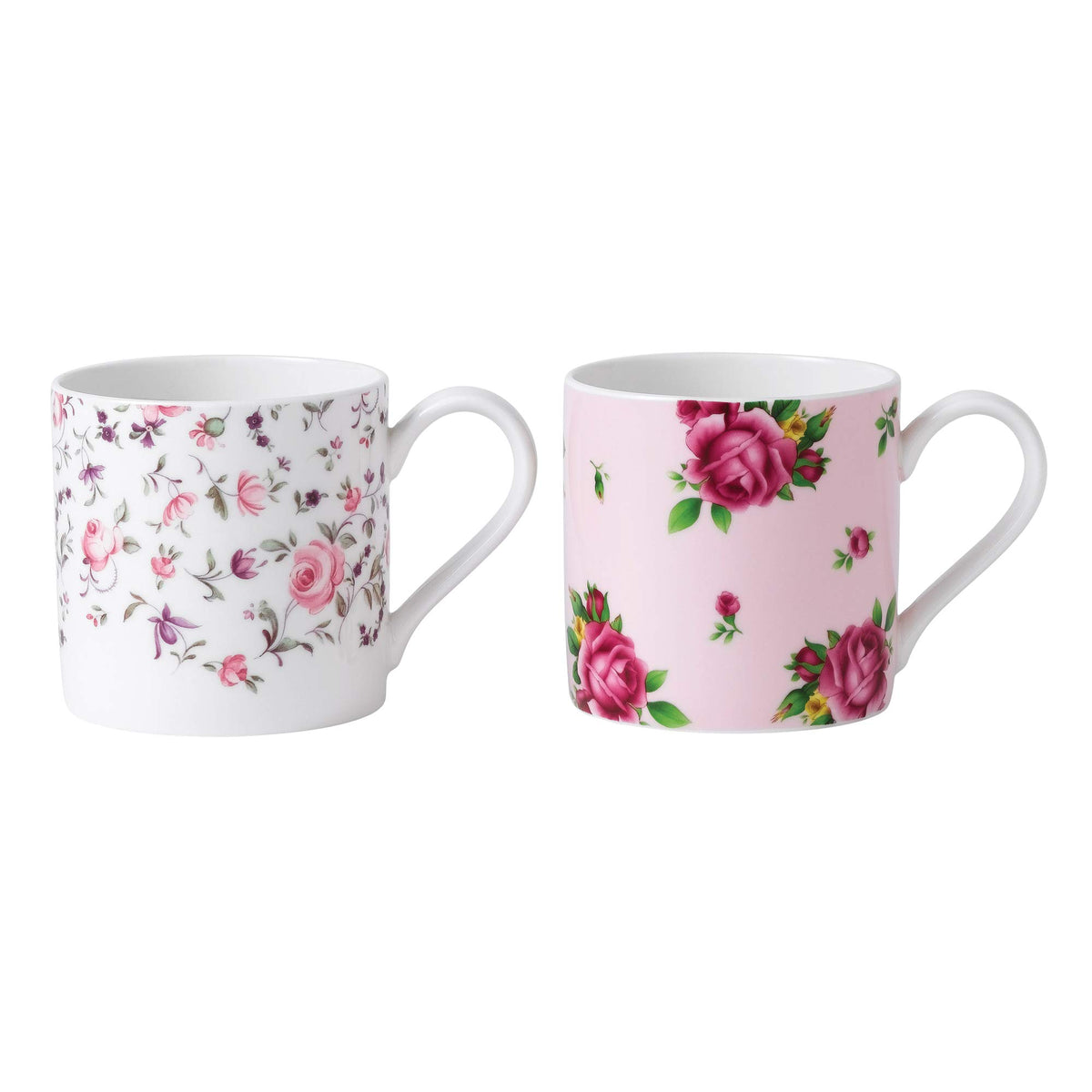Royal Albert Tea Party Set of 2 Casual Mugs Rose Confetti & NCR Pink