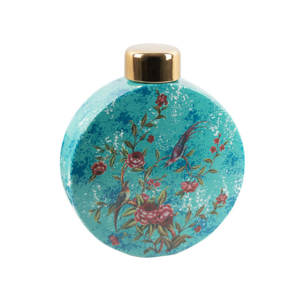 Pretty Ceramic Round Blue Bird Urn
