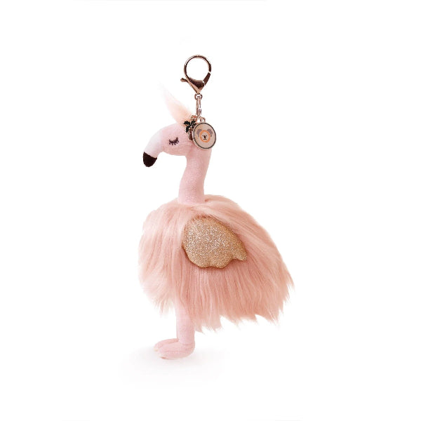 OB Designs Gloria Flamingo Bag Charm (Vegan Angora) 7"/ 18 cm