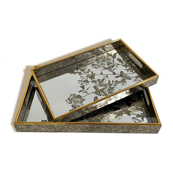 Dasch Design Ashley Champagne Rectangle Trays Set of 2