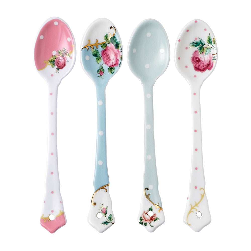 Royal Albert Tea Party Vintage Mix Set of 4 Ceramic Spoons