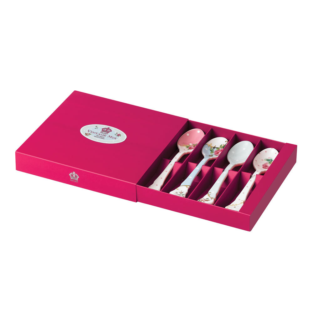 Royal Albert Tea Party Vintage Mix Set of 4 Ceramic Spoons