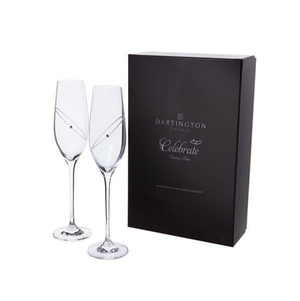 Dartington Crystal 25th Anniversary Celebration Toasting Flute Pair